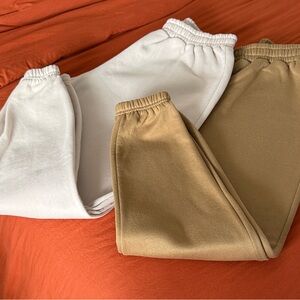 SHEIN Women's Cream and Tan Joggers Set of 2